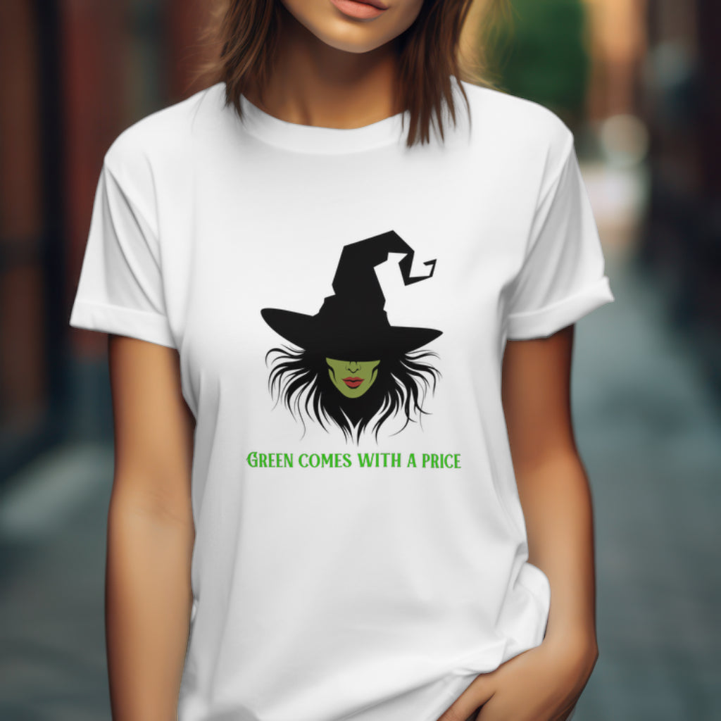 Green Witch Face Tee - Mysterious Witchcraft Gift, Wicked Musical Sweater, Wizard of Oz T-shirt Broomstick, Witch Pink And Green Tee