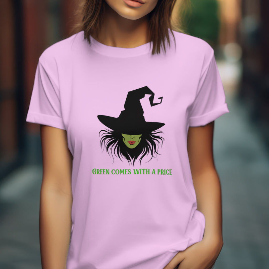Green Witch Face Tee - Mysterious Witchcraft Gift, Wicked Musical Sweater, Wizard of Oz T-shirt Broomstick, Witch Pink And Green Tee