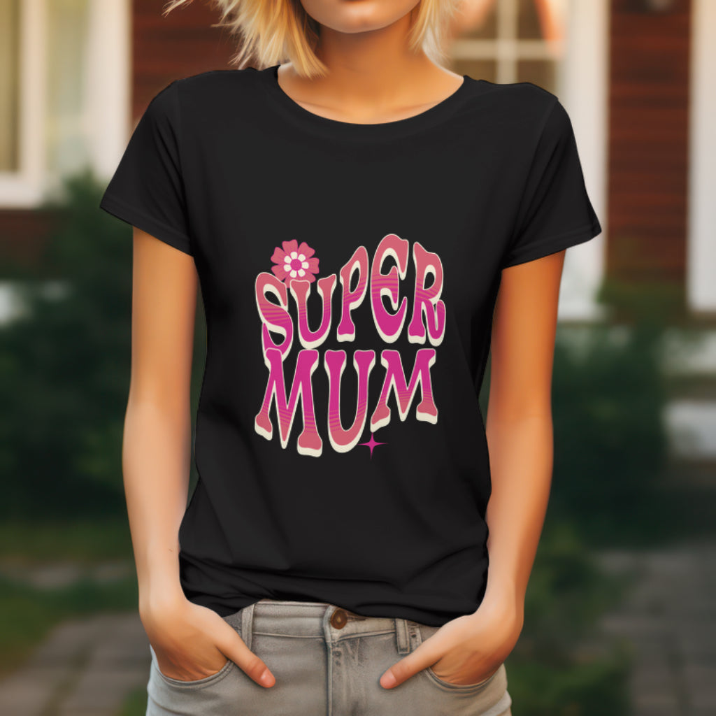 Super Mum T-Shirt, Retro Floral Design Gift