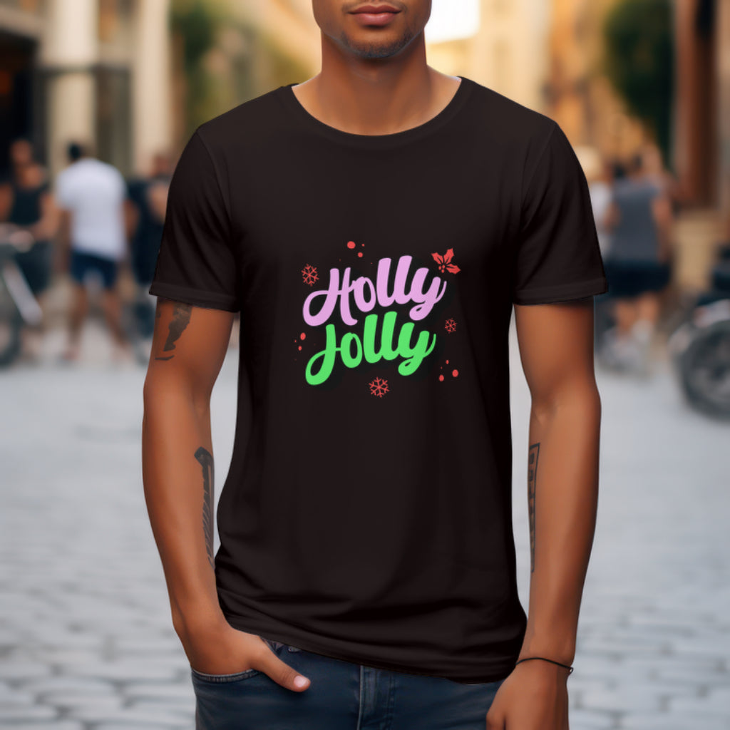 Holly Jolly Minimalist Christmas Typography T-Shirt