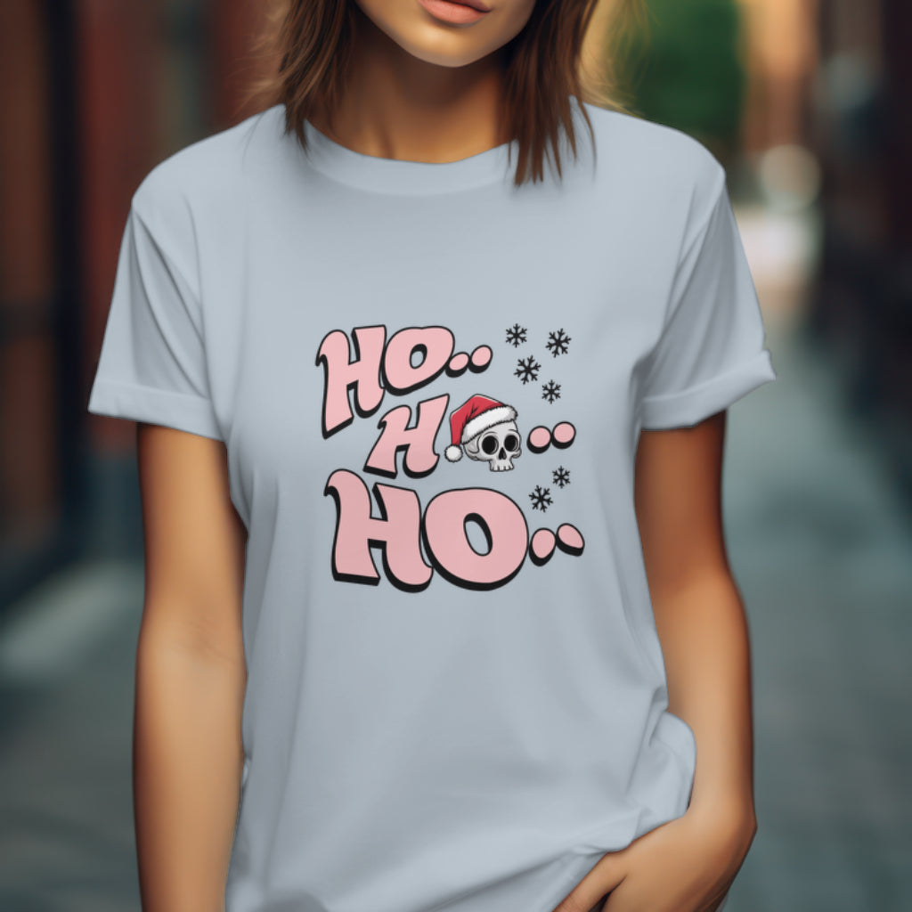 Ho Ho Ho Skull Christmas Shirt, Edgy Holiday Santa Tee, Gothic Xmas Style