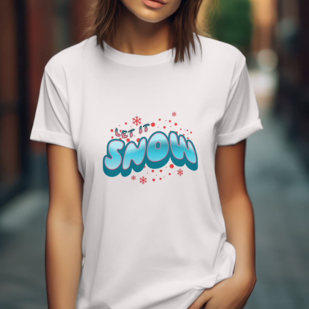 Let It Snow Winter Holiday Shirt, Fun Snowy Typography Christmas Tee