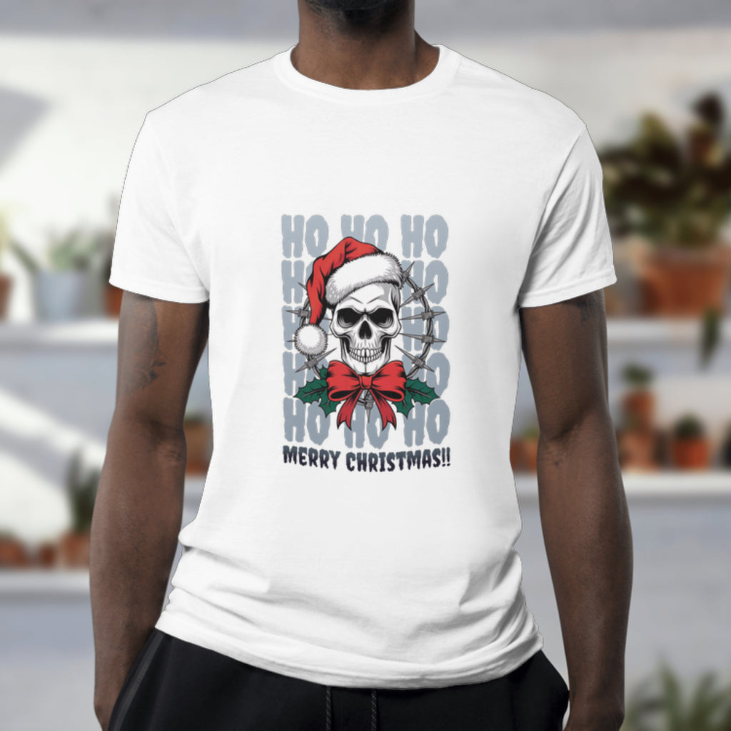 Gothic Skull Santa Christmas Design with Ho Ho Ho Wreath