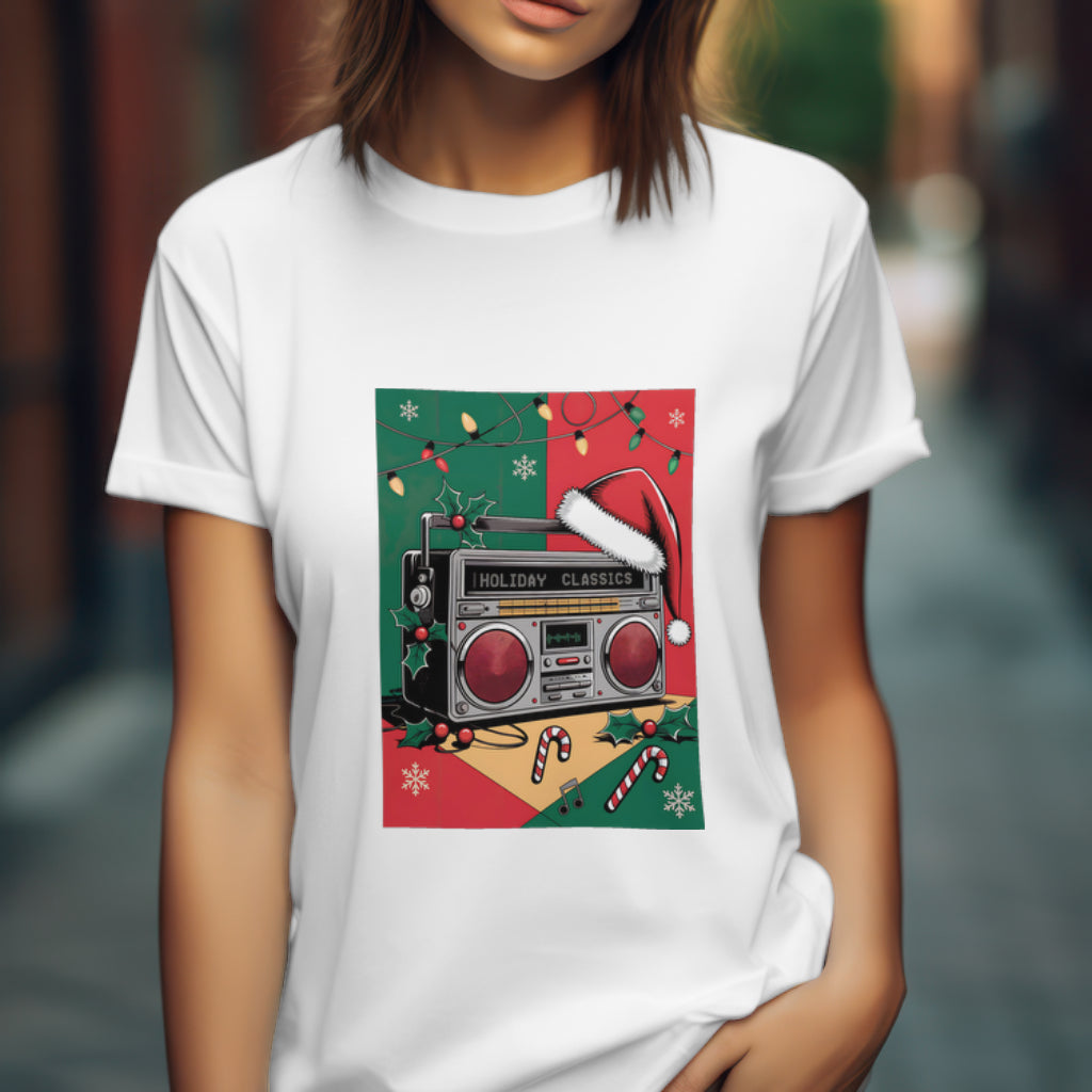 Holiday Classics Boombox Christmas Shirt, Retro Music Lover Tee, Festive Vintage Vibes