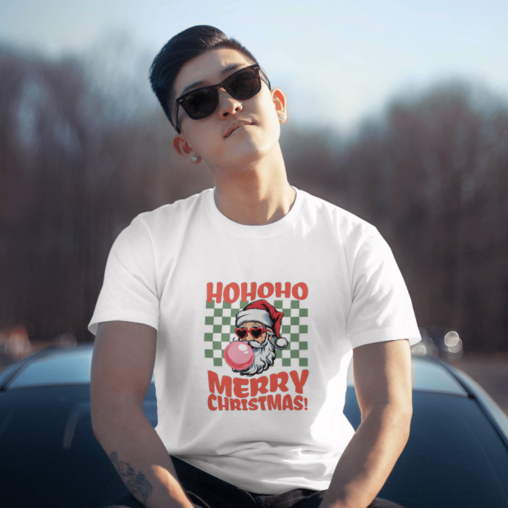 Ho Ho Ho Merry Christmas Hipster Santa Fun Holiday T-Shirt