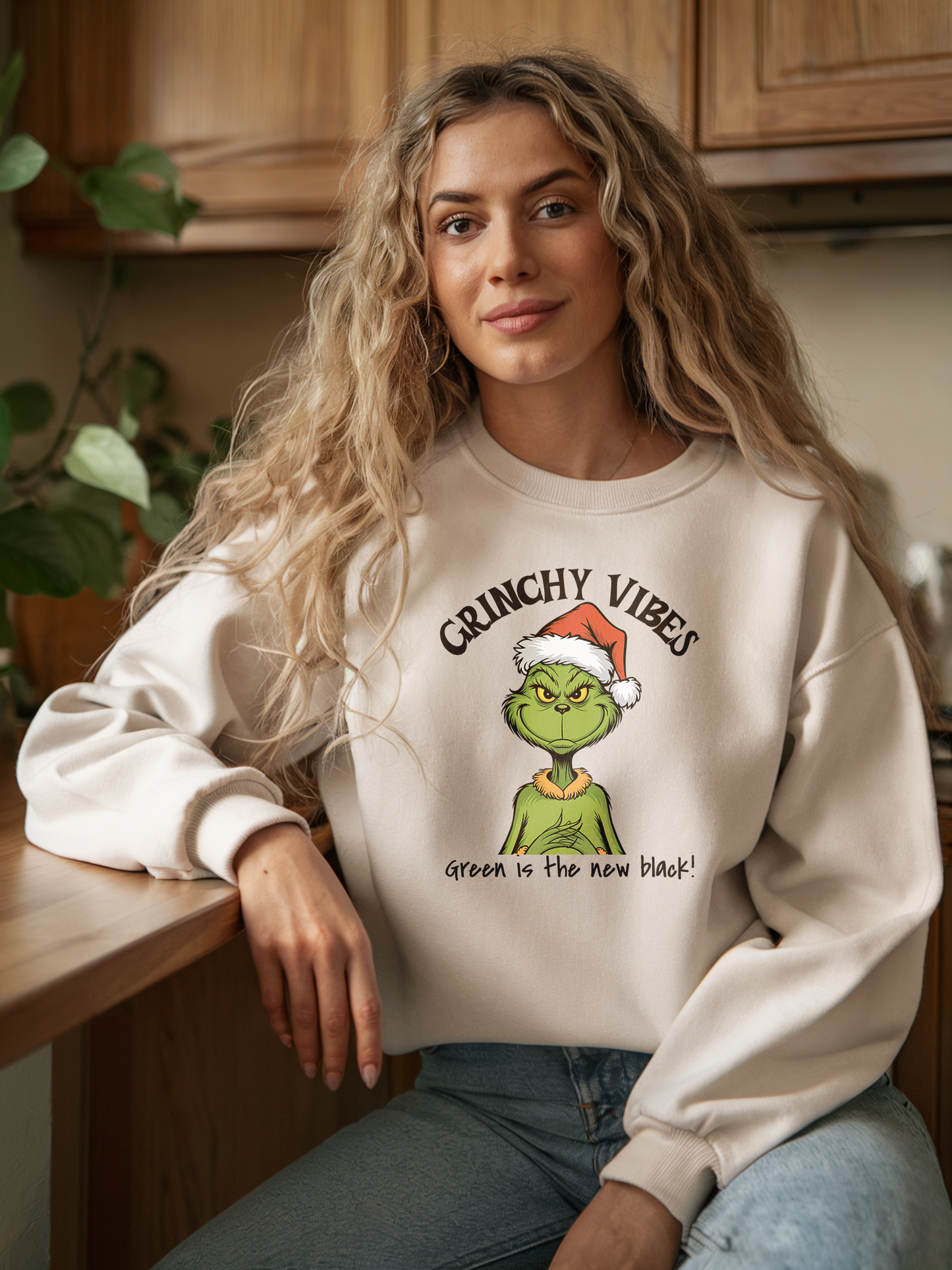 Grinchy Vibes Sweatshirt, Funny Christmas Grinch Shirt, Green is the New Black