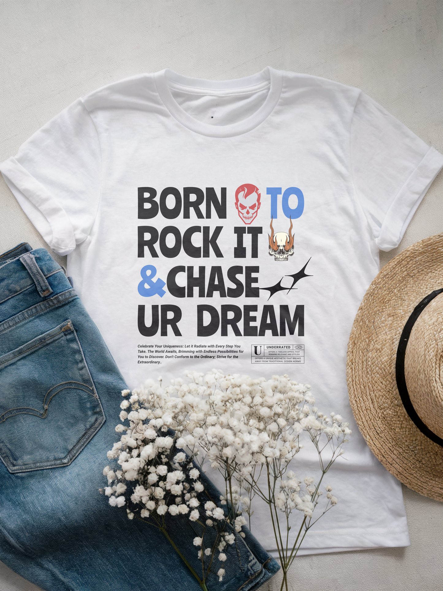 Born to Rock It & Chase Your Dream Motivational Graphic T-Shirt