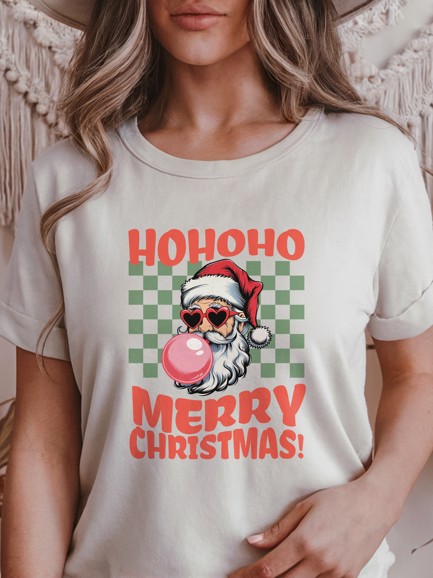 Ho Ho Ho Merry Christmas Hipster Santa Fun Holiday T-Shirt