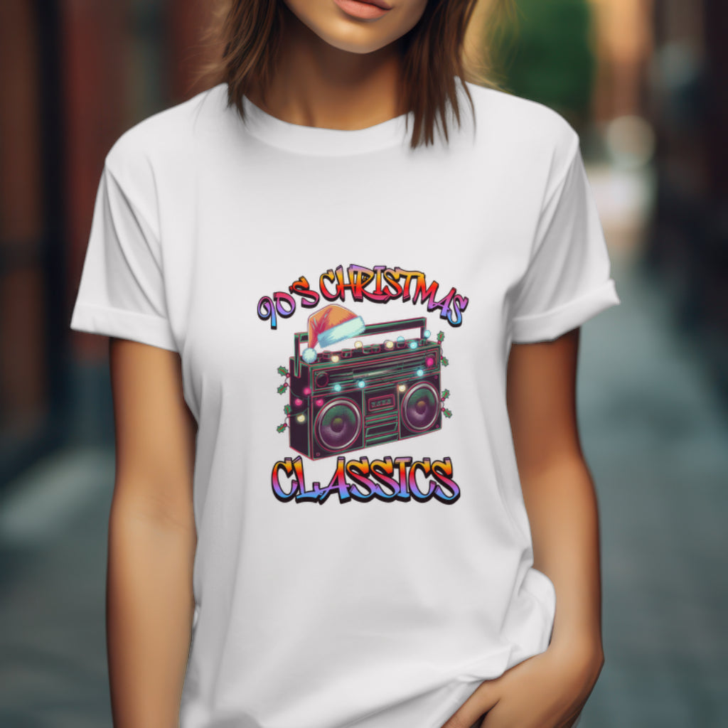 90s Christmas Classic Boombox Shirt, Retro Holiday Music Lover Tee, Vintage Xmas Vibes