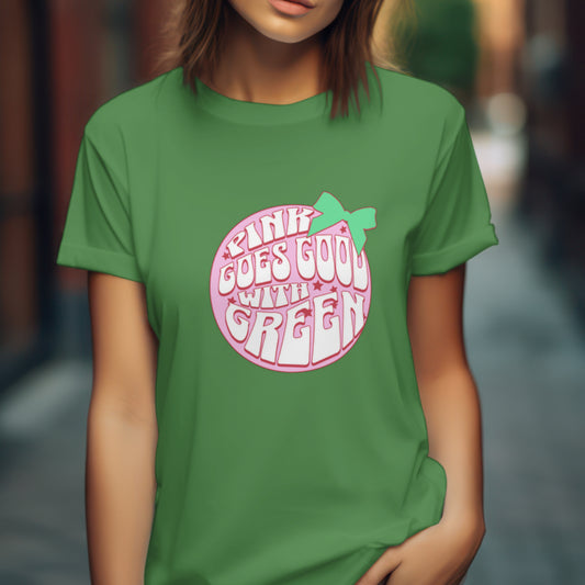 Pink Goes Good With Green - Retro Style T-Shirt