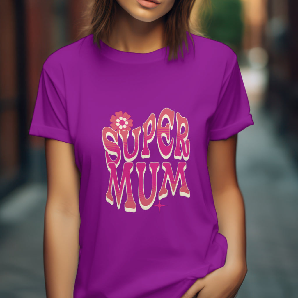 Super Mum T-Shirt, Retro Floral Design Gift