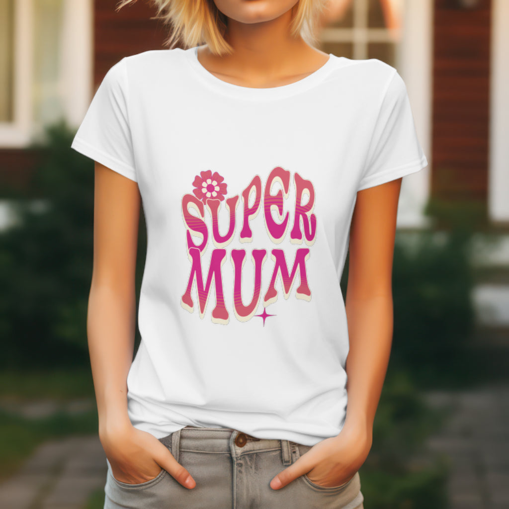 Super Mum T-Shirt, Retro Floral Design Gift