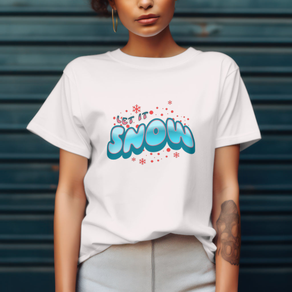 Let It Snow Winter Holiday Shirt, Fun Snowy Typography Christmas Tee