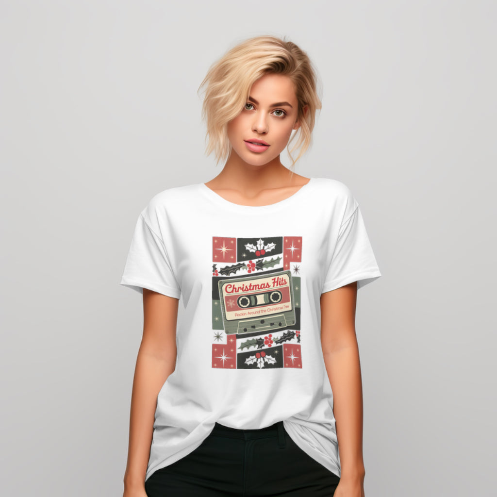 Christmas Hits Cassette Tape Shirt, Retro Holiday Music Tee, Vintage Christmas Vibes