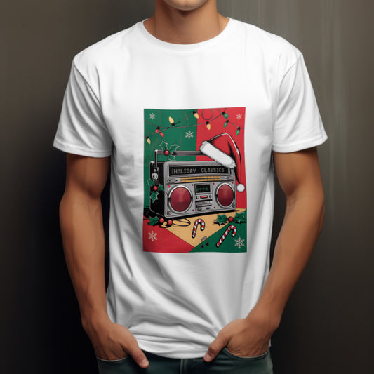 Holiday Classics Boombox Christmas Shirt, Retro Music Lover Tee, Festive Vintage Vibes