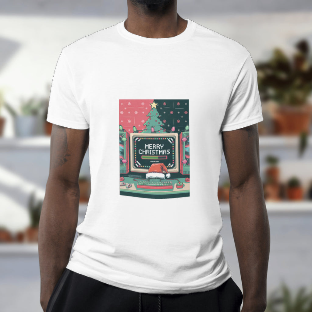 Pixel Art Merry Christmas Gamer Shirt, Retro Computer Holiday Design, Loading Bar Christmas