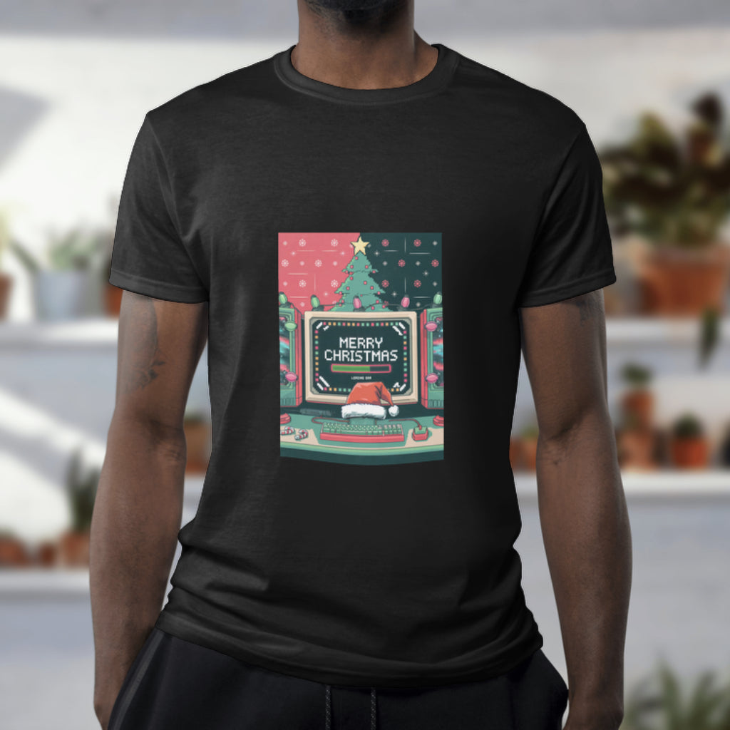 Pixel Art Merry Christmas Gamer Shirt, Retro Computer Holiday Design, Loading Bar Christmas