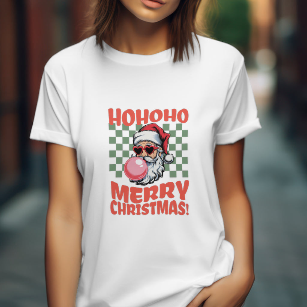 Ho Ho Ho Merry Christmas Hipster Santa Fun Holiday T-Shirt