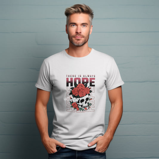 There is Always Hope Skull with Roses Inspirational T-Shirt