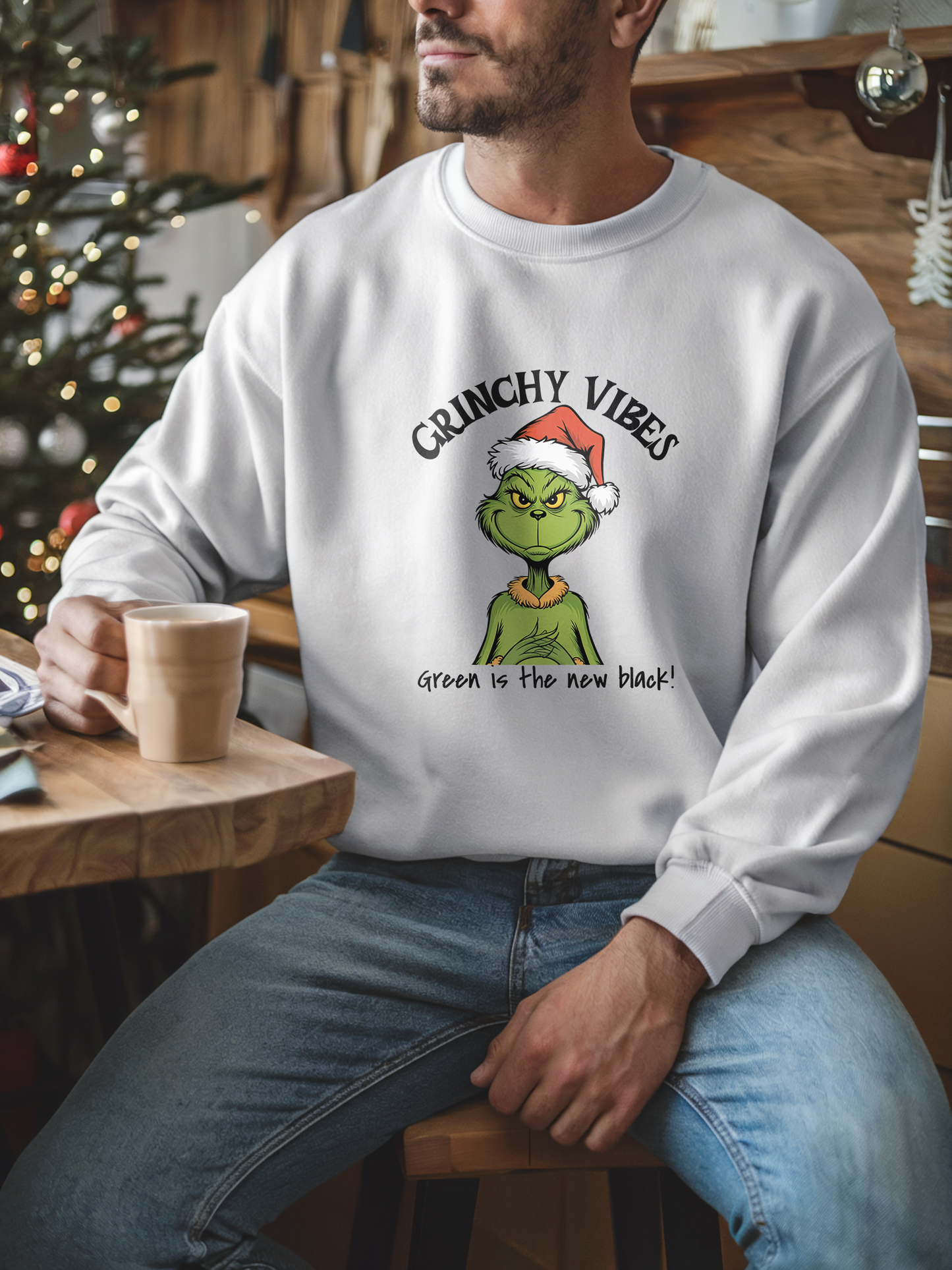 Grinchy Vibes Sweatshirt, Funny Christmas Grinch Shirt, Green is the New Black