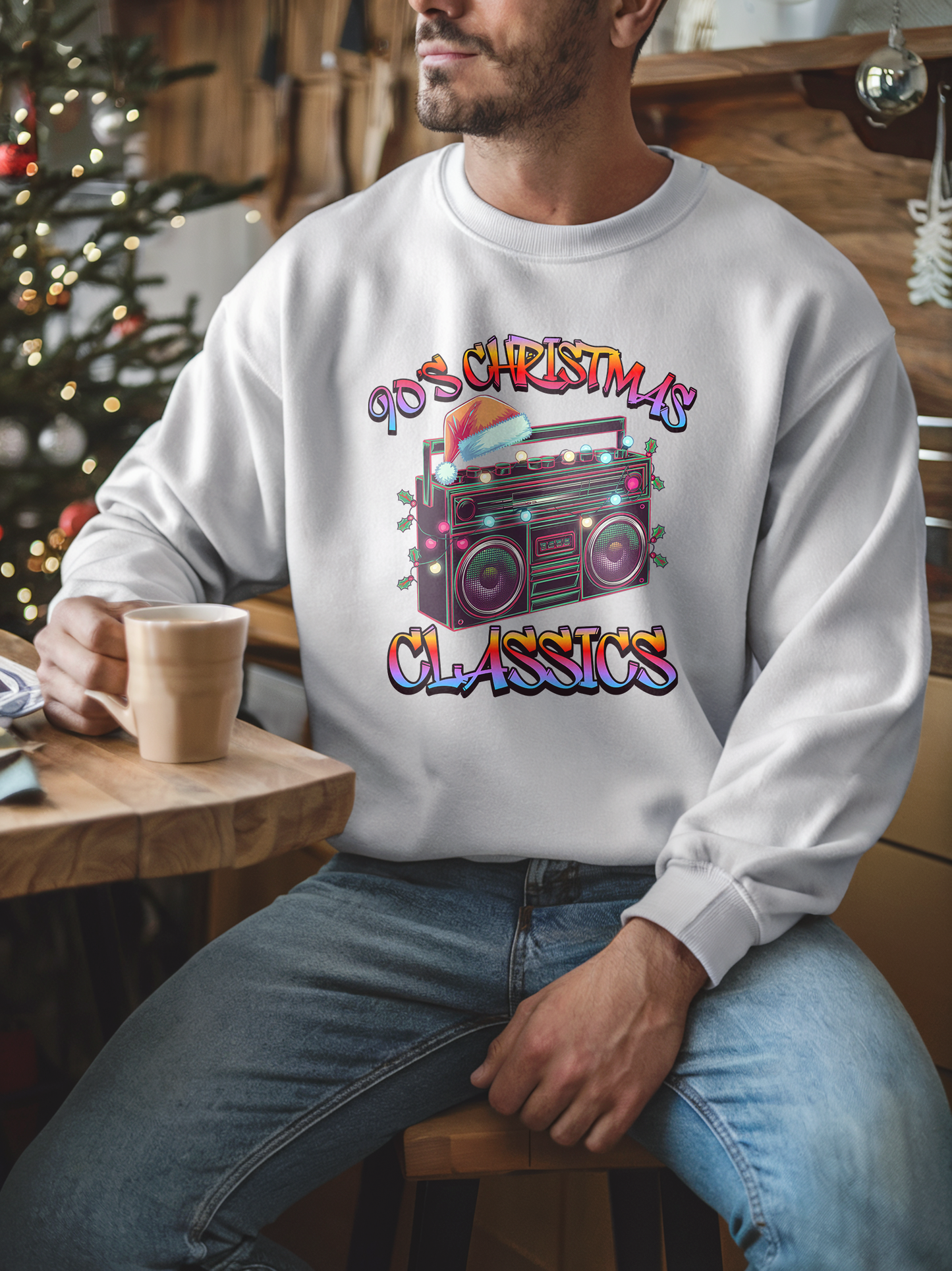 90's Christmas Classics Sweatshirt, Retro Boombox Holiday Sweater, Nostalgic Christmas Vibes