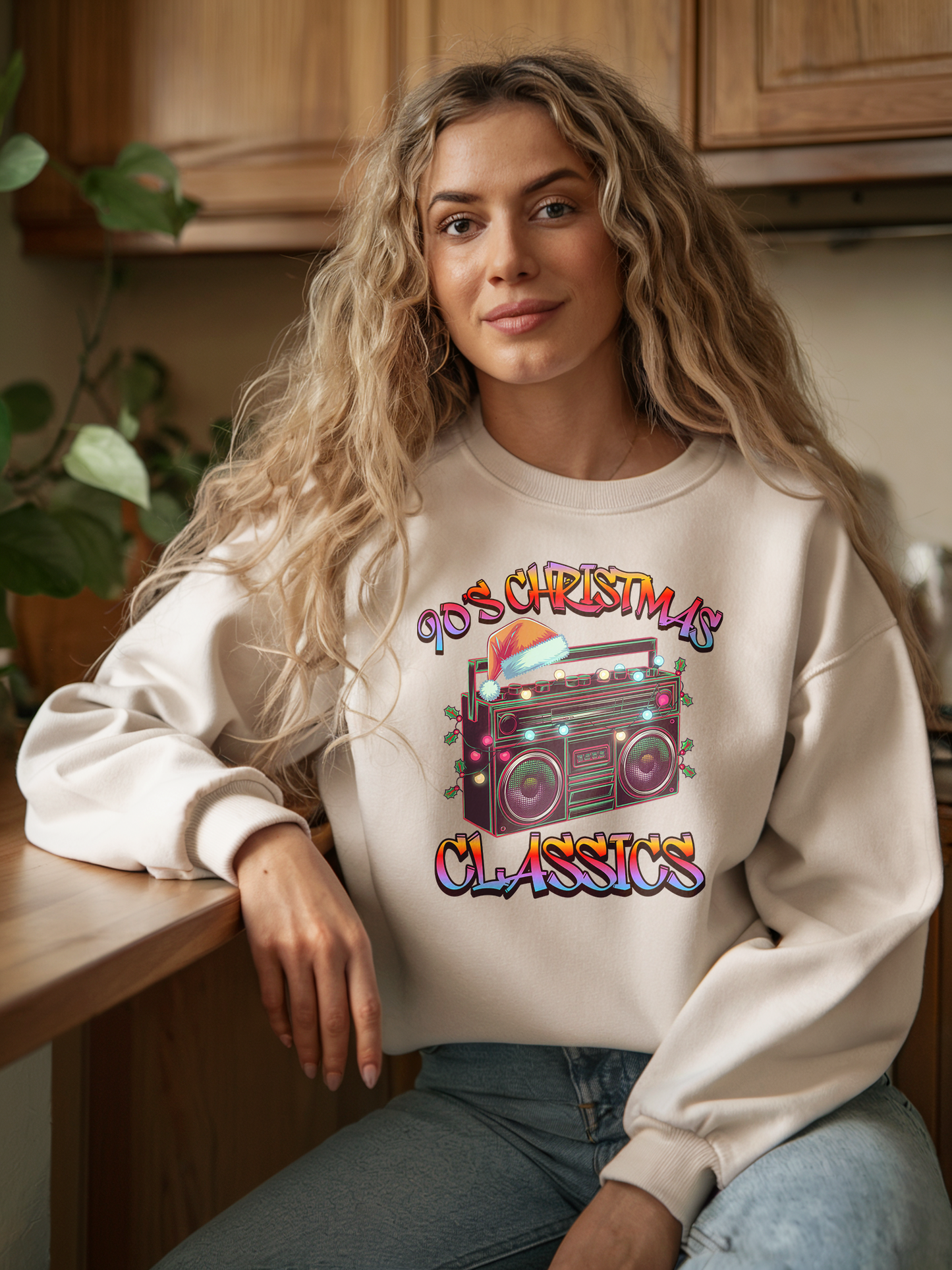 90's Christmas Classics Sweatshirt, Retro Boombox Holiday Sweater, Nostalgic Christmas Vibes