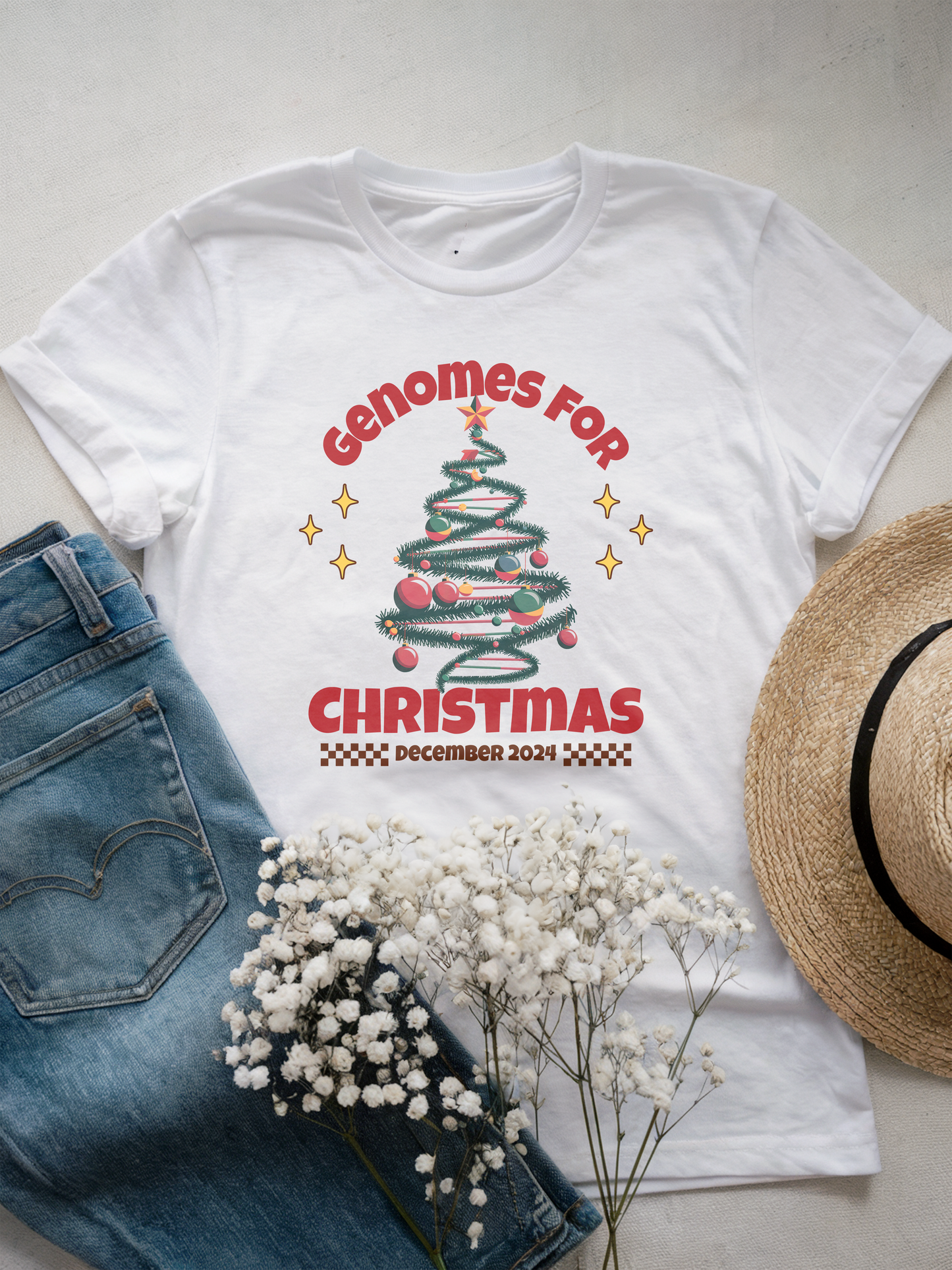 Genomes for Christmas 2024 Science-Themed Holiday T-Shirt