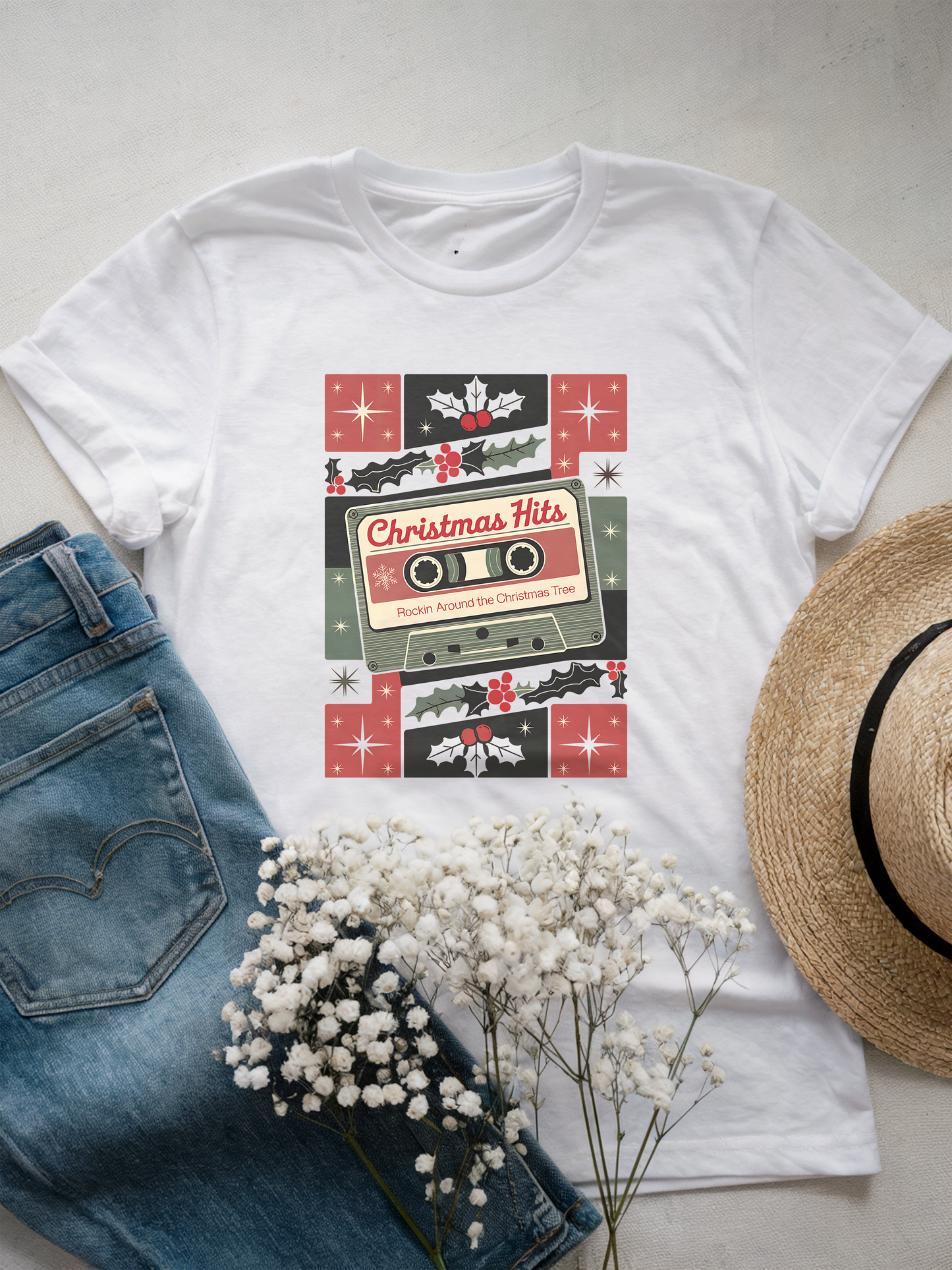 Christmas Hits Cassette Tape Shirt, Retro Holiday Music Tee, Vintage Christmas Vibes