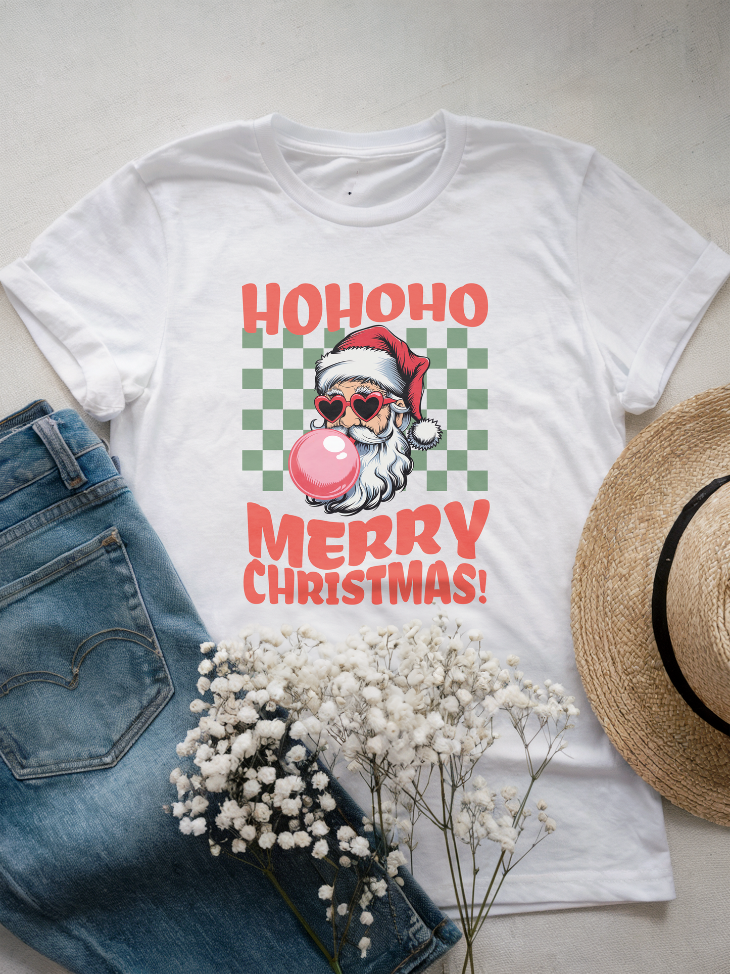 Ho Ho Ho Merry Christmas Hipster Santa Fun Holiday T-Shirt