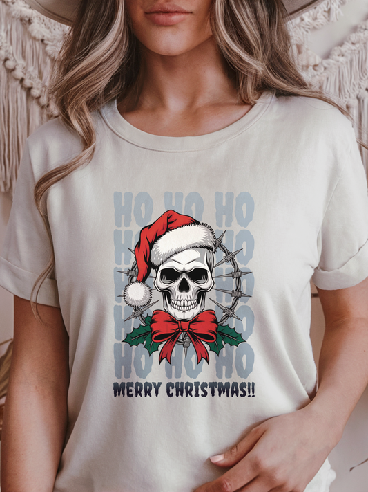 Gothic Skull Santa Christmas Design with Ho Ho Ho Wreath