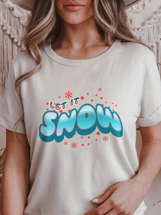 Let It Snow Winter Holiday Shirt, Fun Snowy Typography Christmas Tee