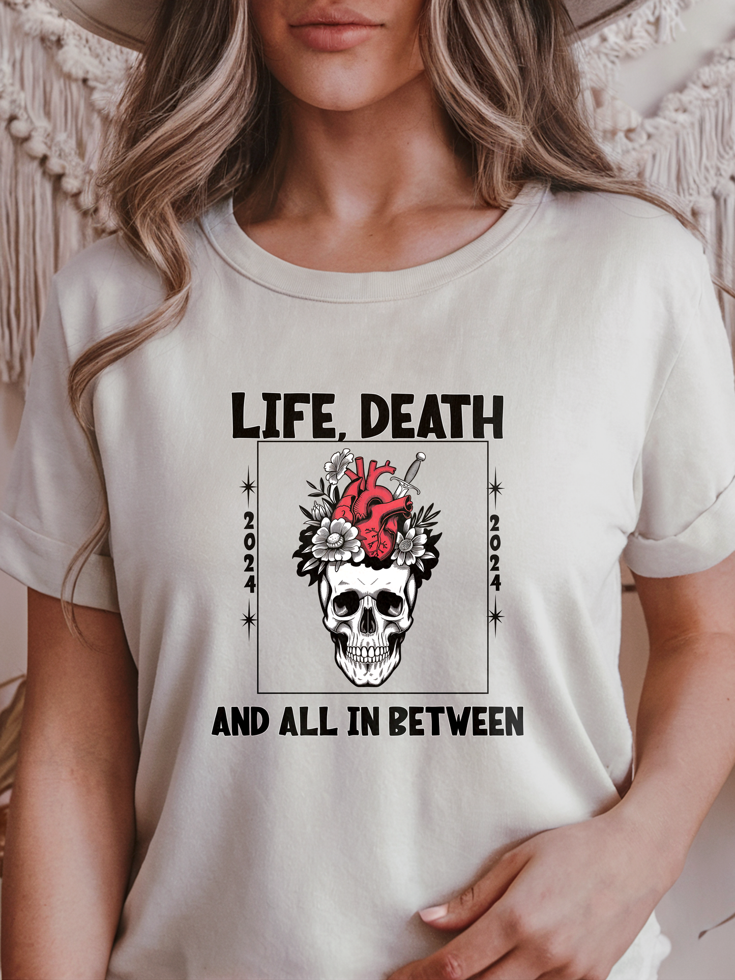 Life, Death, and All in Between Skull Heart Graphic T-Shirt