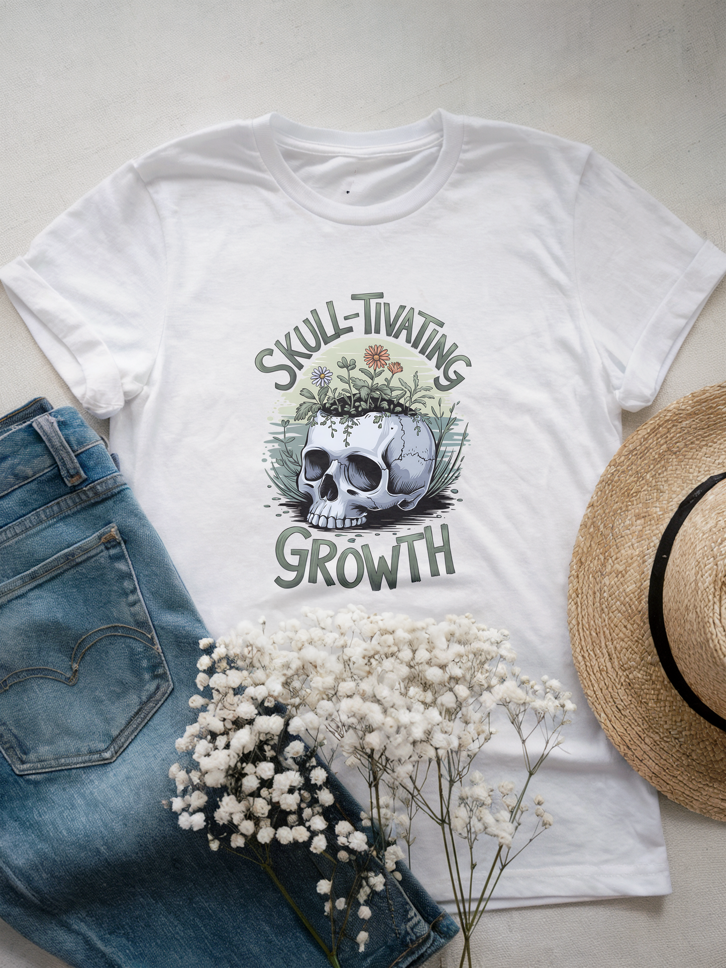 Skull-Tivating Growth Floral Skull Graphic Tee