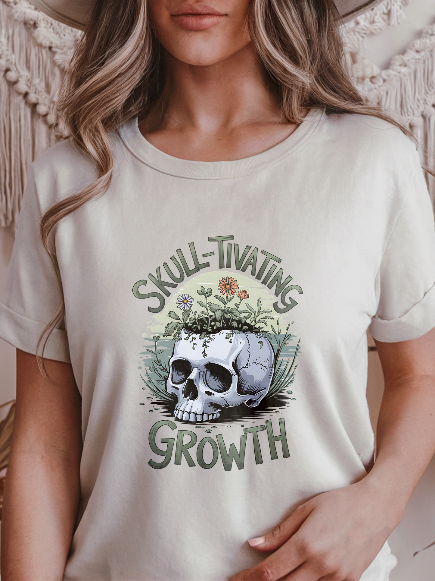 Skull-Tivating Growth Floral Skull Graphic Tee