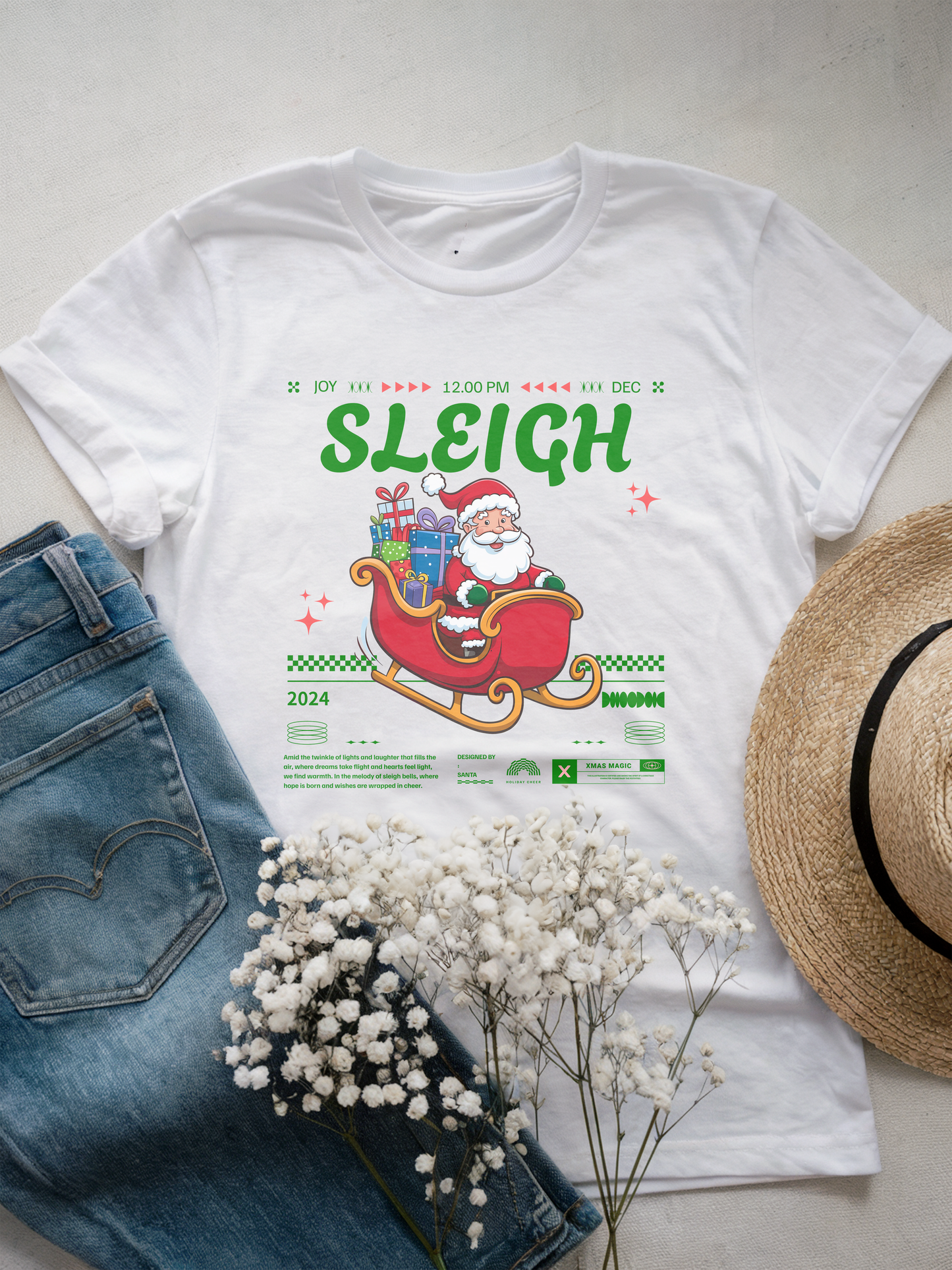 Sleigh Santa Christmas Event Graphic T-Shirt 2024